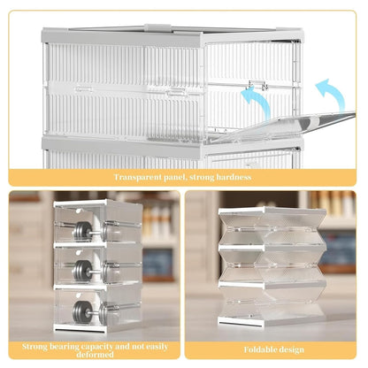 6 Tier Shoe Rack Collapsible Shoe Organiser with Door Foldable Sneaker Crates Footwear Storage for Men Women Heels Boots Loafers Sneakers Slippers