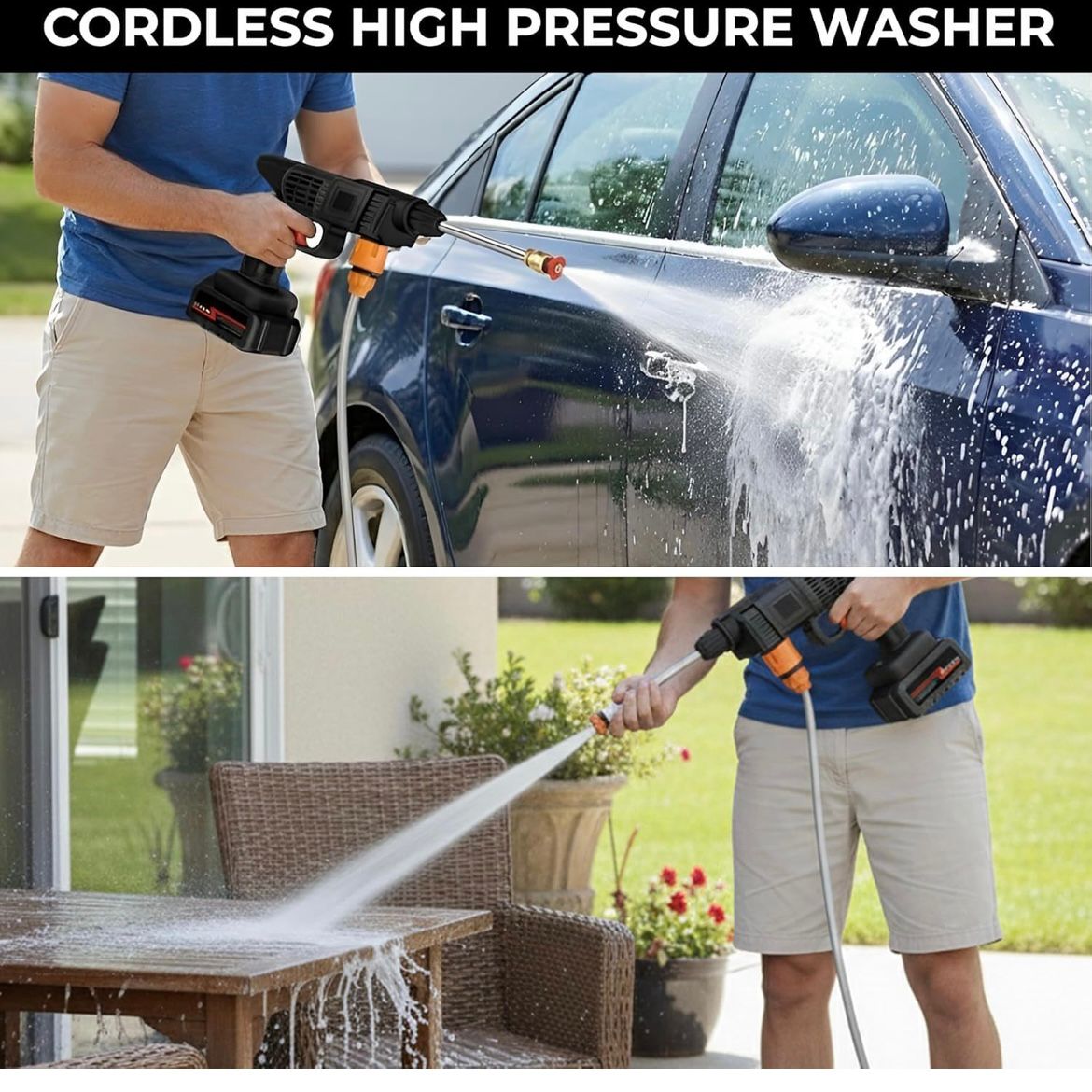 Cordless High Pressure Car Washer Gun with Rechargeable Battery