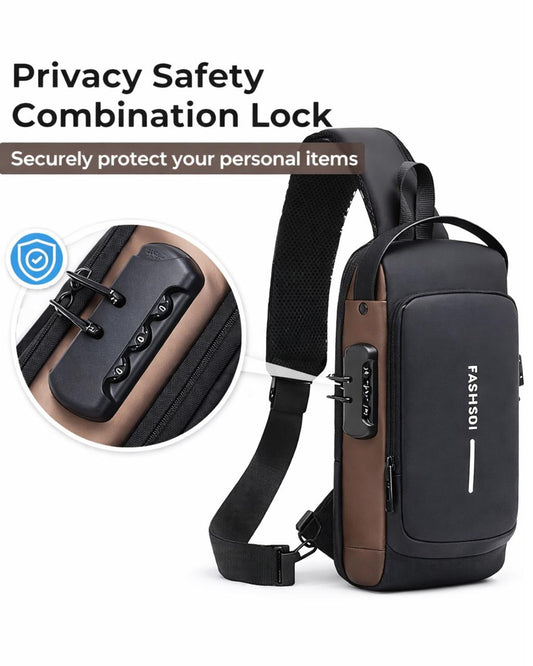 Anti-Theft Smart Sling Bag with Combination Lock